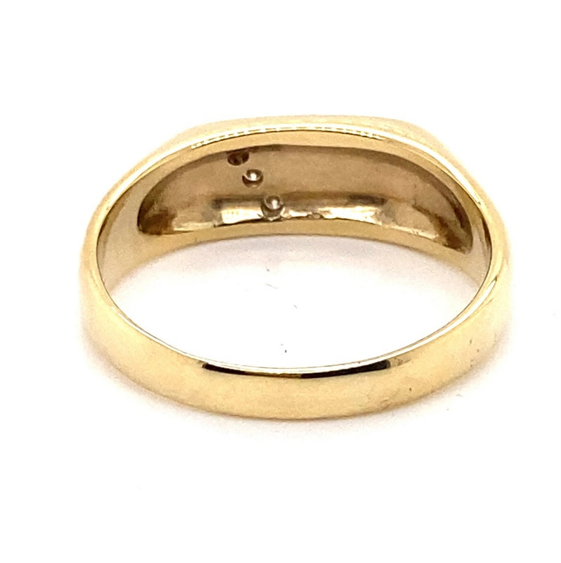 9CT YELLOW GOLD MENS DIAMOND SIGNET RING TW 6.6g