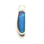 BOULDER OPAL SEMI BEZEL SET IN SILVER DROP STYLE PENDANT