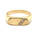 9CT YELLOW GOLD MENS DIAMOND SIGNET RING TW 6.6g