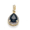 10CT YELLOW GOLD PEAR CUT SAPPHIRE SURROUNDED BY DIAMOND PENDANT