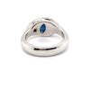 18CT WHITE GOLD THICKENED TOP RUBY & SAPPHIRE DRESS RING VALUED @ $4999