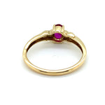 9CT YELLOW GOLD SYNTHETIC RUBY & DIAMOND DRESS RING