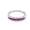 18CT WHITE GOLD CHANNEL SET PINK RUBY DRESS RING VALUED @ $1999