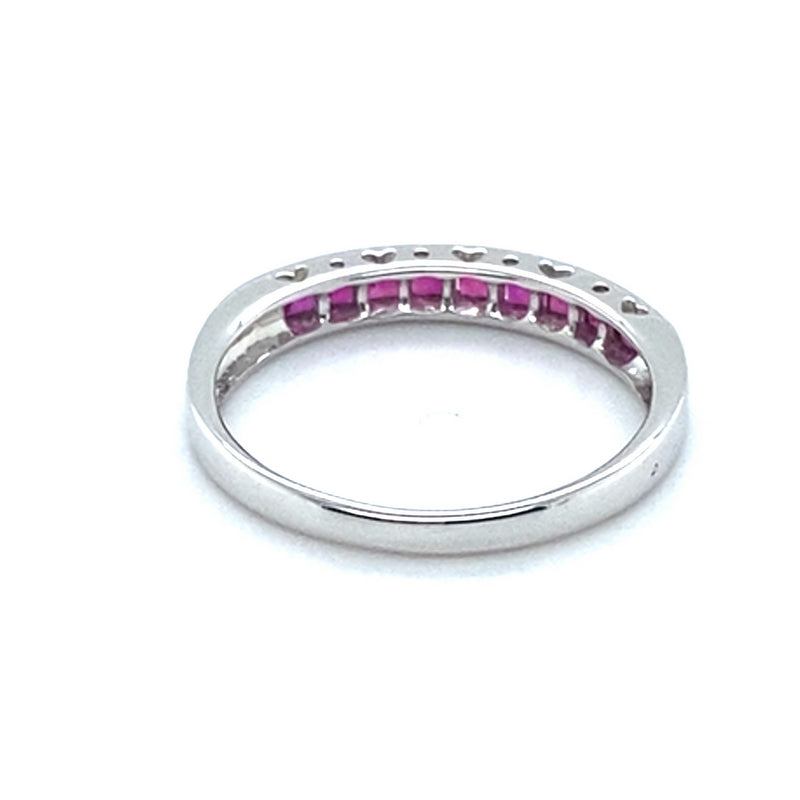 18CT WHITE GOLD CHANNEL SET PINK RUBY DRESS RING VALUED @ $1999