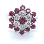 14CT WHITE GOLD RUBY & DIAMOND DRESS RING VALUED @ $7999