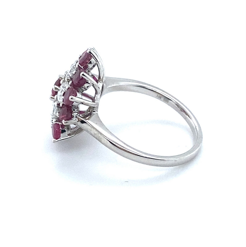 14CT WHITE GOLD RUBY & DIAMOND DRESS RING VALUED @ $7999