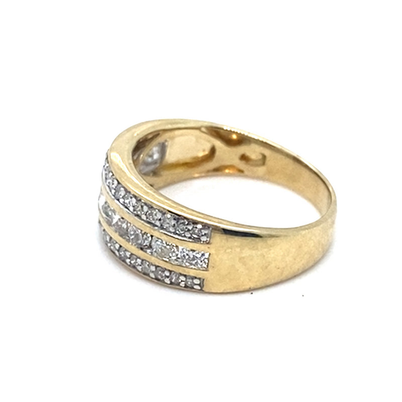 9CT YELLOW GOLD THICKENED TOP DIAMOND DRESS RING VALUED @ $2499