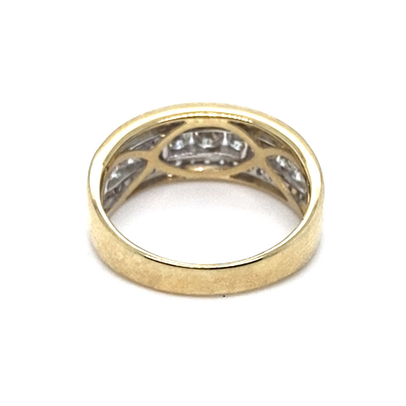 9CT YELLOW GOLD THICKENED TOP DIAMOND DRESS RING VALUED @ $2499