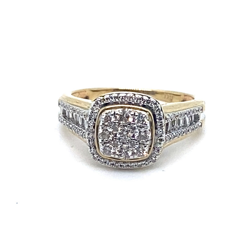 9CT YELLOW GOLD FLOW UP STYLE DIAMOND DRESS RING VALUED @ $1899