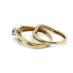 9CT YELLOW & WHITE GOLD WRAP AROUND STYLE DIAMOND BRIDAL SET VALUED @  $1499