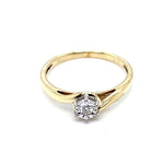 9CT YELLOW & WHITE GOLD ILLUSION SET DIAMOND DRESS RING TW 1.4g