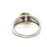 14CT YELLOW & WHITE GOLD SPLIT SHOULDER DIAMOND DRESS RING VALUED @ $3899