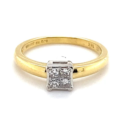 18CT YELLOW & WHITE GOLD THICKENED TOP STYLE DIAMOND DRESS RING VALUED @ $1799