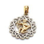 9CT YELLOW AND WHITE GOLD TWO TONE ARCHER PENDANT TW 2.3g