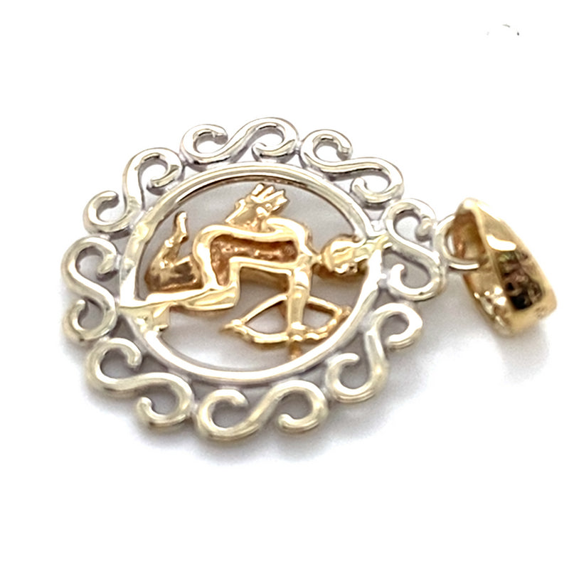 9CT YELLOW AND WHITE GOLD TWO TONE ARCHER PENDANT TW 2.3g