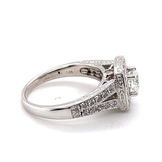 14CT WHITE GOLD SPLIT SHOULDER DIAMOND DRESS RING VALUED @ $6499