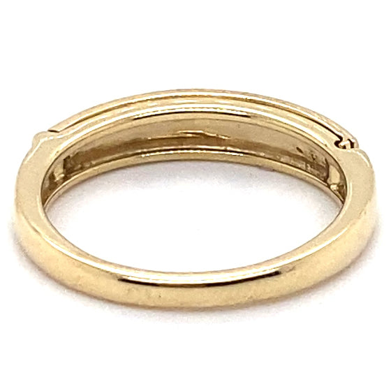 9CT YELLOW GOLD HINGED THICKENED TOP DIAMOND DRESS RING VALUED @ $999