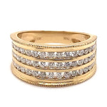 10CT YELLOW GOLD THICKENED TOP CHANNEL SET DIAMOND DRESS RING VALUED @ $2599