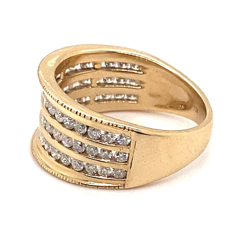 10CT YELLOW GOLD THICKENED TOP CHANNEL SET DIAMOND DRESS RING VALUED @ $2599