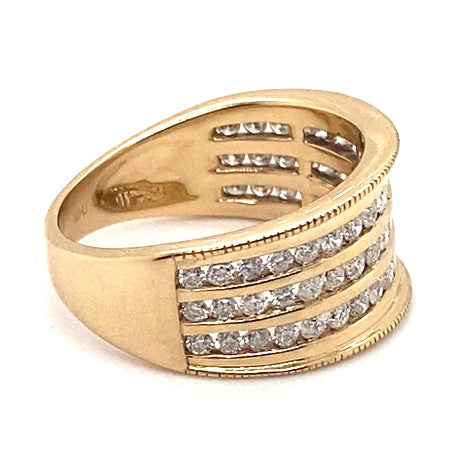 10CT YELLOW GOLD THICKENED TOP CHANNEL SET DIAMOND DRESS RING VALUED @ $2599