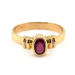 18CT YELLOW GOLD THICKENED TOP RUBY & DIAMOND DRESS RING VALUED @ $4899