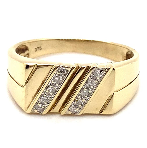 9CT YELLOW GOLD MENS DIAMOND DRESS RING TW 4.8g