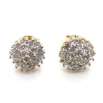 9CT YELLOW GOLD DIAMONDS SET ILLUSION CLUSTER STUD EARRINGS TW 1.6g