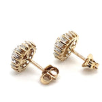 9CT YELLOW GOLD DIAMONDS SET ILLUSION CLUSTER STUD EARRINGS TW 1.6g