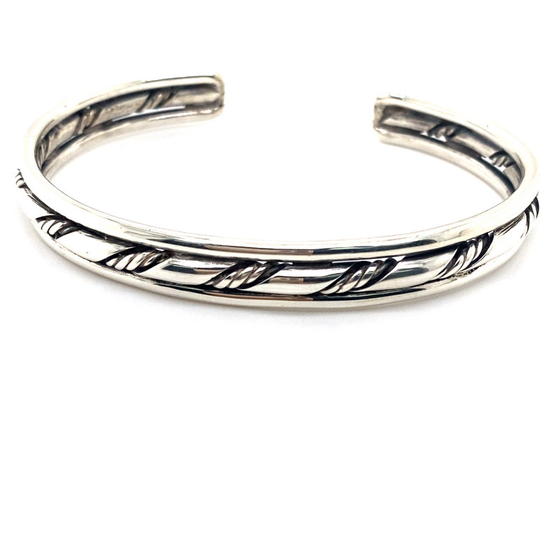 SILVER 3 BAR TWIST 3/4 CUFF BANGLE TW 39.3g