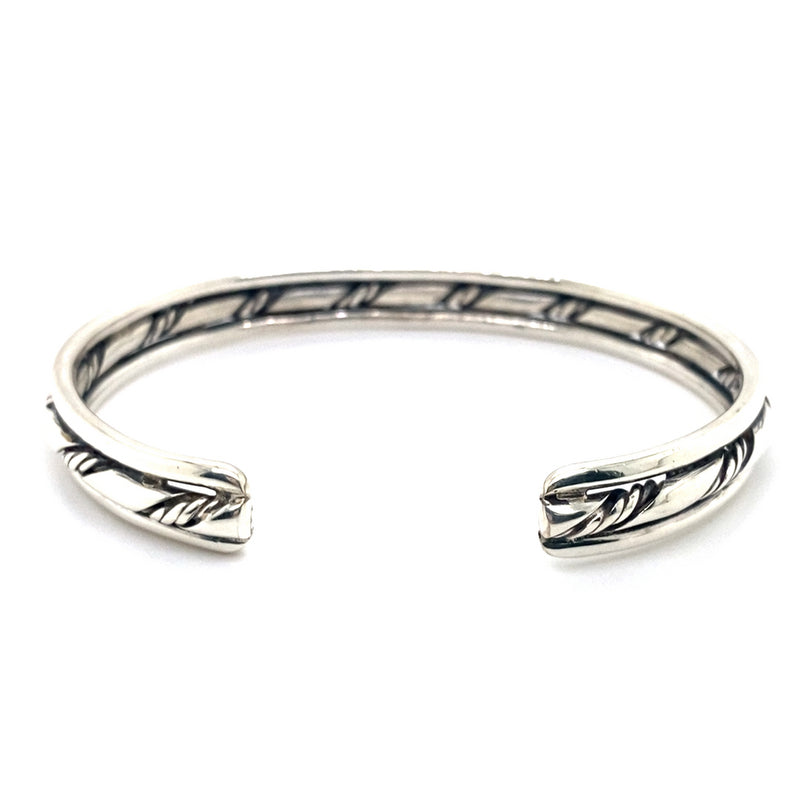 SILVER 3 BAR TWIST 3/4 CUFF BANGLE TW 39.3g