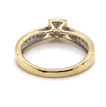 9CT YELLOW & WHITE GOLD POINTED SHOULDER DIAMOND DRESS RING VALUED @ $1299