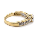 9CT YELLOW & WHITE GOLD POINTED SHOULDER DIAMOND DRESS RING VALUED @ $1299