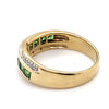 9CT YELLOW GOLD  DIAMOND & GREEN GEM STONE RING TW 3.2g