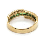 9CT YELLOW GOLD  DIAMOND & GREEN GEM STONE RING TW 3.2g