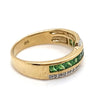 9CT YELLOW GOLD  DIAMOND & GREEN GEM STONE RING TW 3.2g