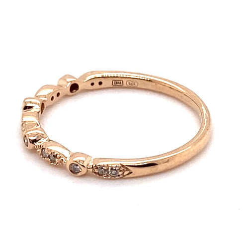 9CT ROSE GOLD DIAMONDS BEZEL & CLAW SET DRESS RING TW 1.5g