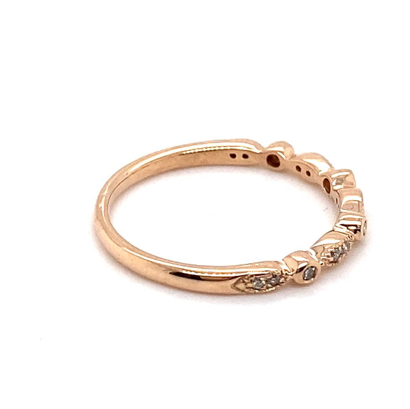 9CT ROSE GOLD DIAMONDS BEZEL & CLAW SET DRESS RING TW 1.5g