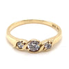 9CT YELLOW GOLD CUBIC ZIRCONIAS SEMI BEZEL SET IN TRILOGY STYLE RING TW 1.7g