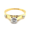 18CT YELLOW GOLD & PALLADIUM FLOW UP STYLE DIAMOND DRESS RING VALUED @ $2499