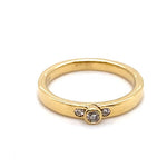 18CT YELLOW GOLD RAISED BEZEL SET DIAMOND DRESS RING VALUED @ $1899