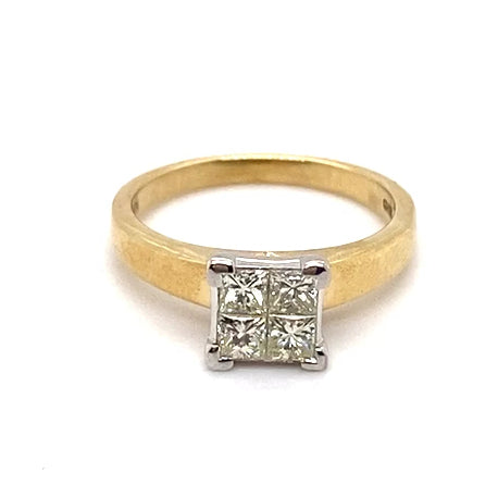 9CT YELLOW & WHITE GOLD THICKENED TOP STYLE DIAMOND DRESS RING VALUED @ $2499