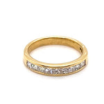 18CT YELLOW GOLD CHANNEL SET DIAMOND DRESS RING VALUED @ $3399