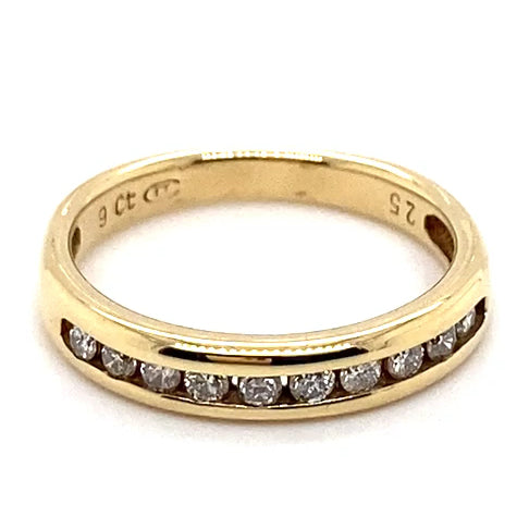 9CT YELLOW GOLD THICKENED TOP CHANNEL SET DIAMOND DRESS RING VALUED @ $1399