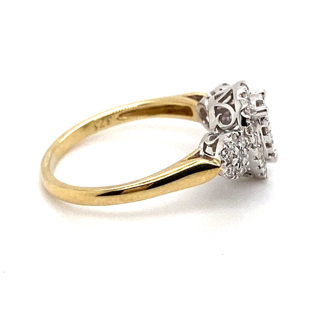 9CT YELLOW & WHITE GOLD DIAMOND DRESS RING VALUED @ $1999