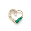 9CT YELLOW GOLD SYNTHETIC EMERALD & DIAMONDS SET IN HEART SHAPE PENDANT TW 1.1g