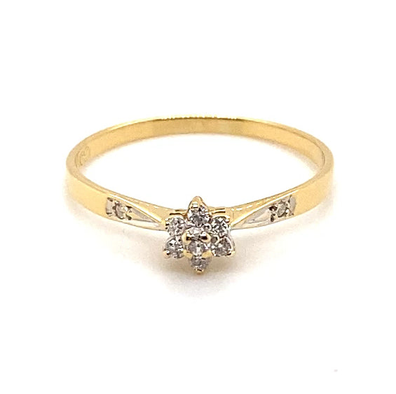 18CT YELLOW GOLD DIAMONDS SET IN RAISED CLUSTER DRESS RING TW 1.5g