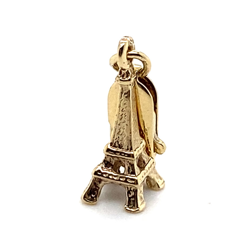 9CT YELLOW GOLD EIFFEL TOWER PENDANT WITH CLASP TW1.9g