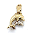 9CT YELLOW & WHITE GOLD 2 DOLPHIN PENDANT WITH CLASP TW 1g