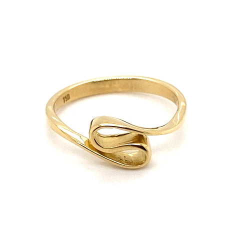 18CT YELLOW GOLD CURVED THICKENED TOP DRESS RING TW 2.9g