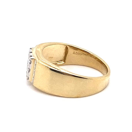 9CT YELLOW GOLD THICKENED TOP MENS DIAMOND DRESS RING VALUED @ $1999